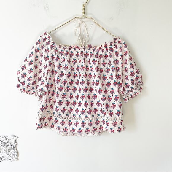 Saylor Renada Floral Eyelet Tassel Halter Off The Shoulder Top S - Picture 5 of 12